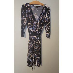 Max and Cleo Women's Multi-Colored Faux Wrap Midi Dress Size L